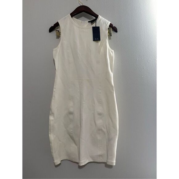 NWT Armani Exchange Women’s White Sleeveless Dress Size Medium Sleeveless Zipper - Picture 1 of 10